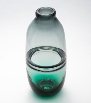 Glass Smoke & Blue/Green two-tone Vase , 30cm